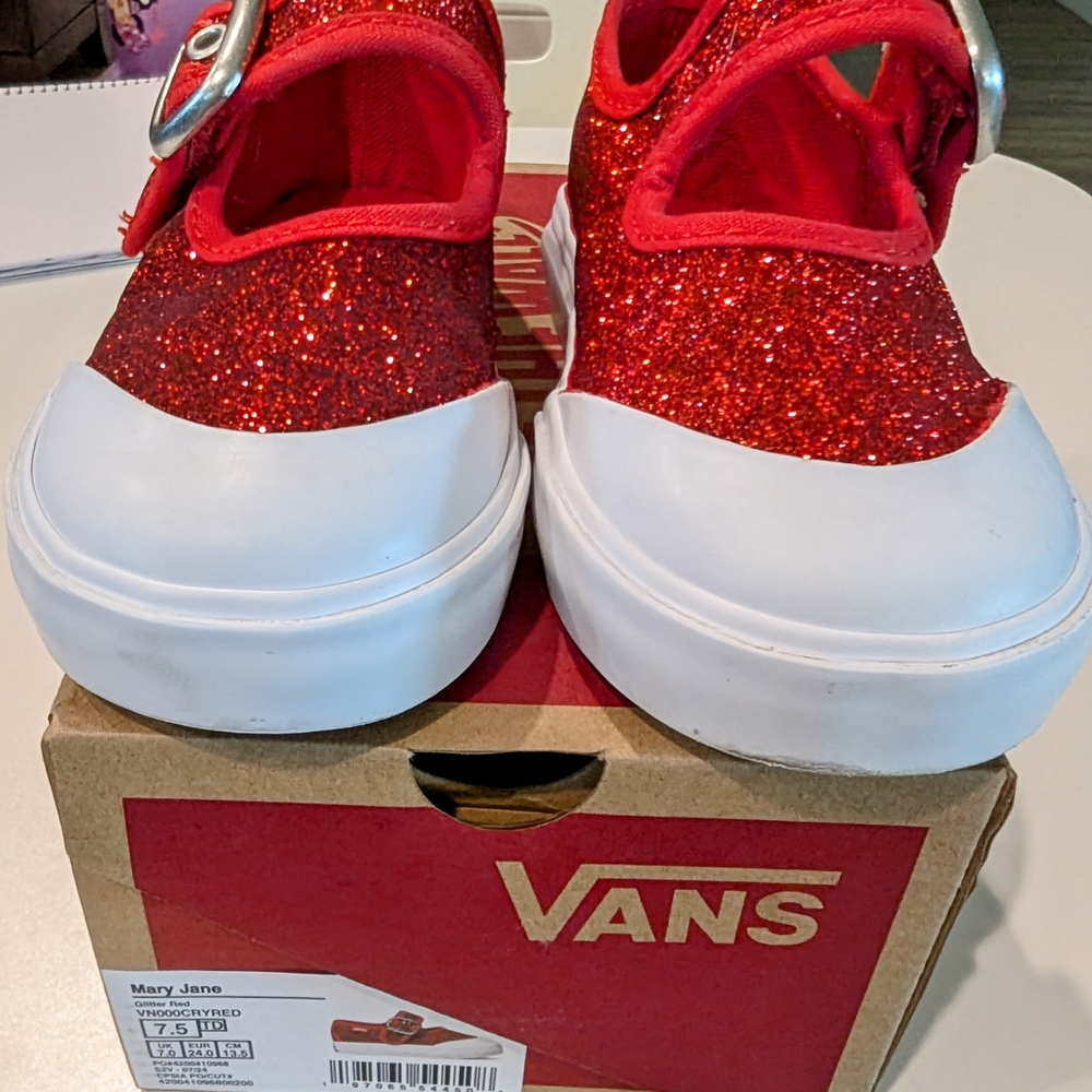 Vans Kids Red Glitter Shoes